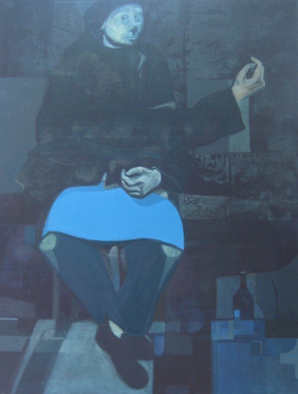 tippler with blue on his lap