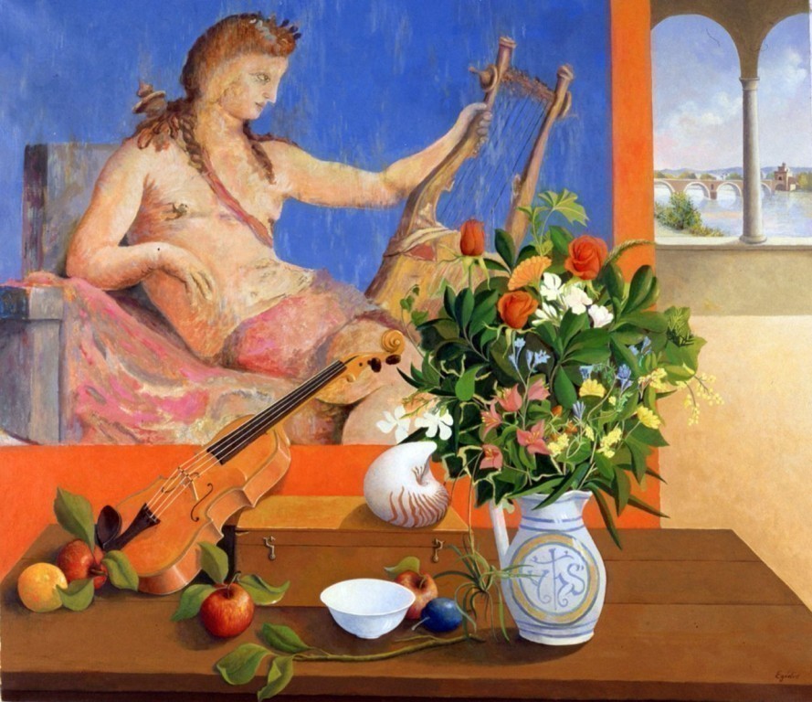 Still life with Roman fresco